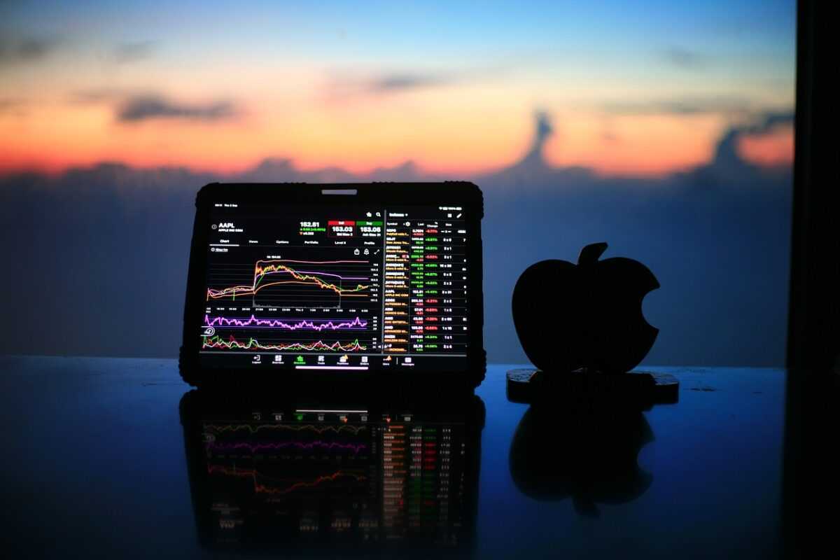 stock, chart, apple