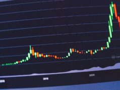 Основы криптотрейдинга — от рыночных ордеров до тейк-профита a computer screen with a chart on it